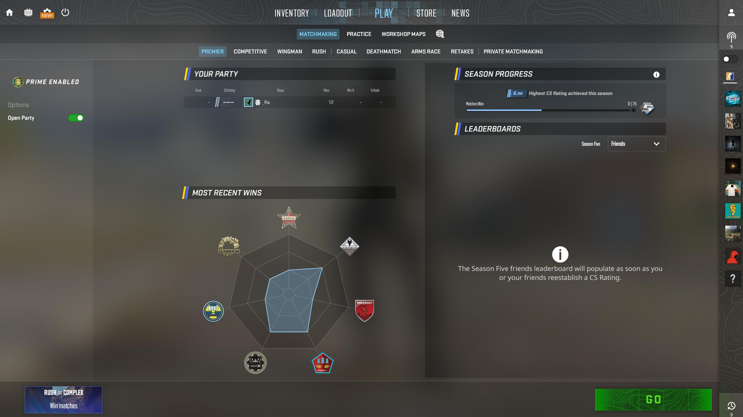 🎯 Premier | 6K+ ELO | 🏅 Lieutenant Rank 38 | Prime Status | 🔄 To‘liq Smena 3